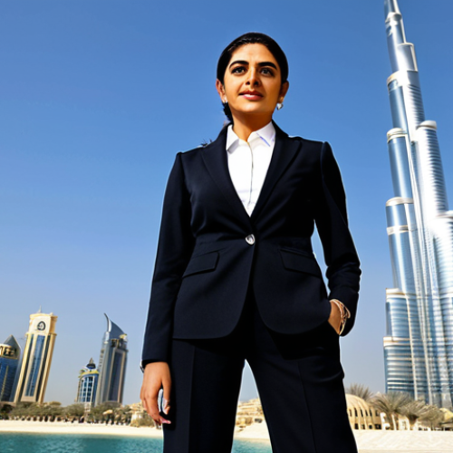 Modern Businesswoman in Dubai**

"A professional Arab businesswoman in a modern, modest business suit, standing in front of the Burj Khalifa in Dubai, United Arab Emirates. Fully clothed, appropriate attire, safe for work, perfect anatomy, natural proportions, professional photography, high quality, modern architecture, clear sky, daylight."

**