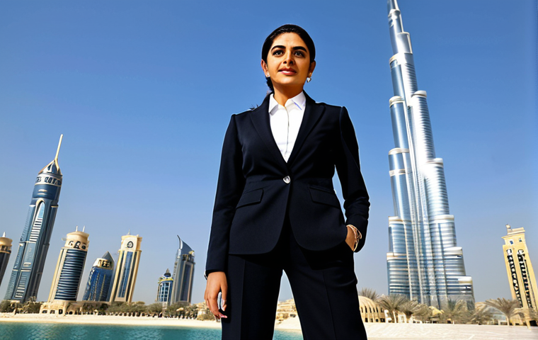 Modern Businesswoman in Dubai**
"A professional Arab businesswoman in a modern, modest business suit, standing in front of the Burj Khalifa in Dubai, United Arab Emirates. Fully clothed, appropriate attire, safe for work, perfect anatomy, natural proportions, professional photography, high quality, modern architecture, clear sky, daylight."
**