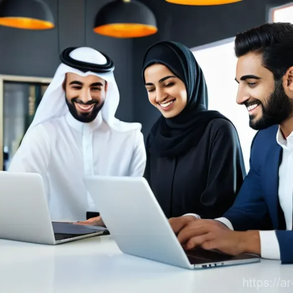 중소기업을 위한 클라우드 활용 팁 - **Prompt 1: Empowering Arab Enterprises with Cloud Technology**
    A vibrant, medium shot image of ...