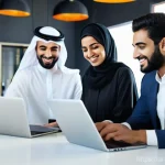 중소기업을 위한 클라우드 활용 팁 - **Prompt 1: Empowering Arab Enterprises with Cloud Technology**
    A vibrant, medium shot image of ...