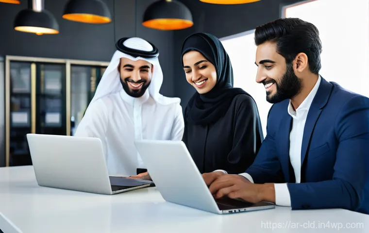 중소기업을 위한 클라우드 활용 팁 - **Prompt 1: Empowering Arab Enterprises with Cloud Technology**
    A vibrant, medium shot image of ...