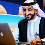 클라우드 기반 e커머스 플랫폼 활용 전략 - A modern Middle Eastern e-commerce store interface displayed on a sleek laptop screen, showing real-...