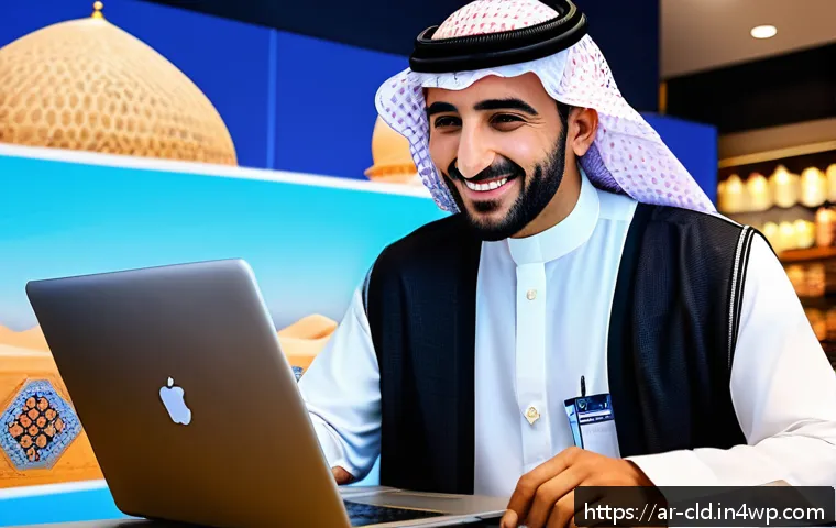 클라우드 기반 e커머스 플랫폼 활용 전략 - A modern Middle Eastern e-commerce store interface displayed on a sleek laptop screen, showing real-...