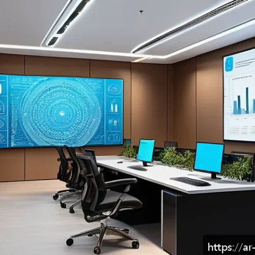 Home 31 하이브리드 클라우드 솔루션 활용법 - A modern Middle Eastern office environment with a diverse team of Arabic professionals collaborating...
