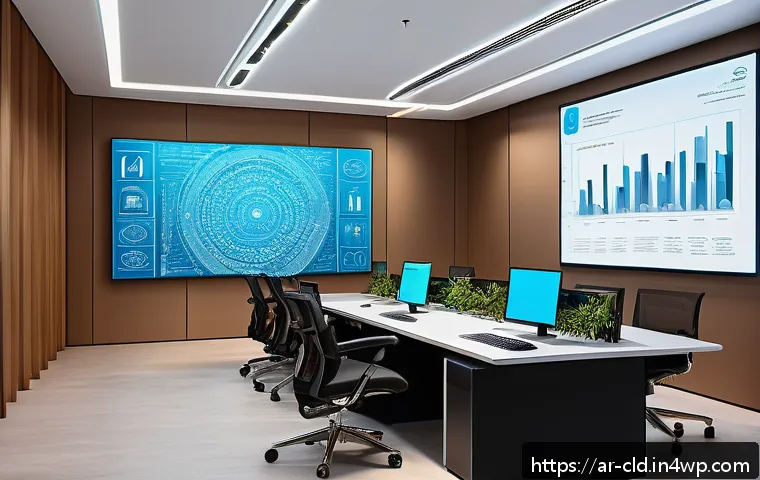 하이브리드 클라우드 솔루션 활용법 - A modern Middle Eastern office environment with a diverse team of Arabic professionals collaborating...