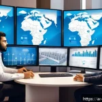 Home 18 클라우드 마이그레이션 단계별 가이드 - A detailed office scene showing a diverse team of Middle Eastern IT professionals analyzing a comple...