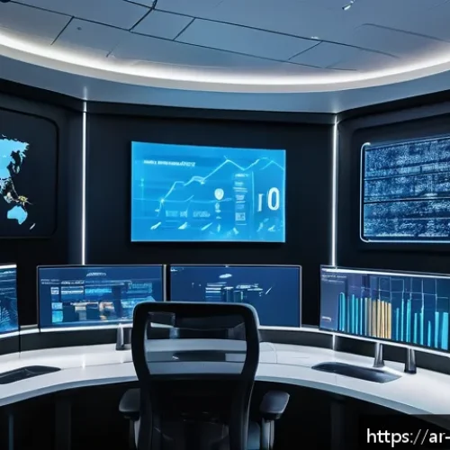 Home 17 클라우드 서비스의 최신 트렌드 - A sophisticated cloud computing control room with an Arabic-speaking IT team monitoring multiple hol...